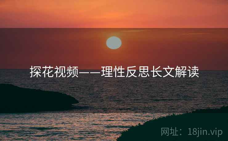 探花视频——理性反思长文解读